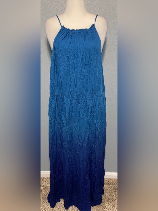 Knox Rose Dresses & Skirts - Knox Rose Women's Blue Ombre Halter Sleeveless Maxi Dress 3X Coastal Tiered
